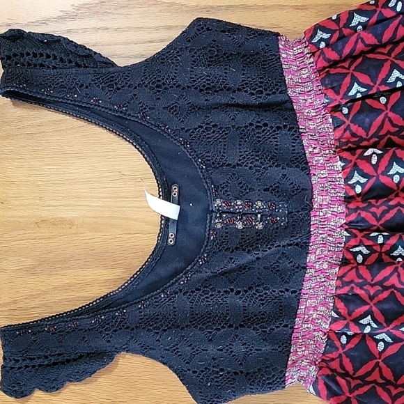 Women's Free People Bohemian Festival Dress, Black/Red, Size 10, EUC - Picture 3 of 14